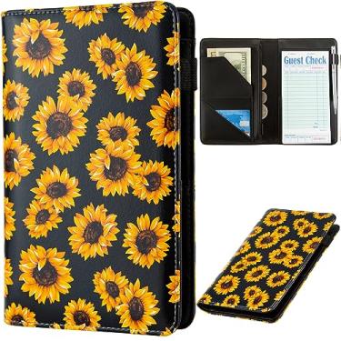 Imagem de Livro de servidor para garçonete com bolso com zíper, avental de garçonete, livros de cheque para servidores de garçonete, bloco de notas para restaurantes (girassóis)