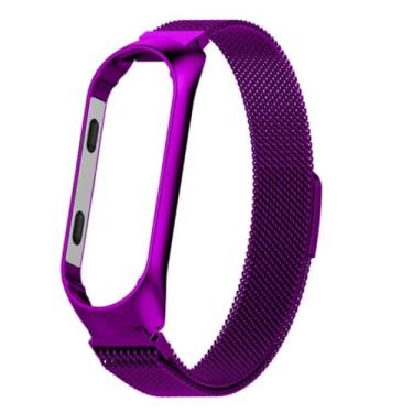 Imagem de Pulseira NSmart magnética em aço inoxidável compatíveis com MI BAND MI BAND 8 / MI BAND 7 / MI BAND 6 / MI BAND 5 / MI BAND 4 / MI BAND 3 / MI BAND 2 - New version (Roxa, MI BAND 4)