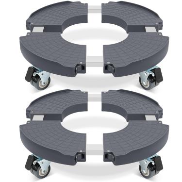 Imagem de W B D WEIBIDA Pacote com 2 carrinhos redondos com rodas, capacidade de 200 kg, base de rolo ajustável para vasos grandes, barril, tambor, carrinho com rodízios