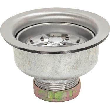 Imagem de EZ-FLO Conjunto de ralo de pia de cozinha de copo duplo, coador de pia serve para abertura de 8,5 a 10,2 cm, haste padrão de 3,8 cm, aço inoxidável, 30017