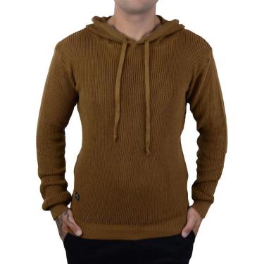Imagem de Blusa Masculina King&Joe Tricot Com Capuz Slim Ocre-Masculino