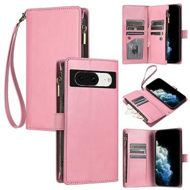 Imagem de Capa carteira 2 em 1 compatível com Google Pixel 8, compatível com Google Pixel 8 com capa flip magnética [compartimentos para cartão] [alça de pulso] [alça transversal removível] (Cor: Pi
