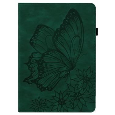 Imagem de Capa de couro PU Flip Wallet Capa protetora Borboleta em relevo Capa protetora Slot para cartão Capa para tablet PC adequada compatível com Samsung Galaxy Tab A9 8 polegadas modelo 2023 (SM-X115)(Gree
