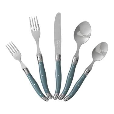 Imagem de French Home Conjunto de talheres Laguiole de 20 peças – Conjunto de talheres de aço ino...