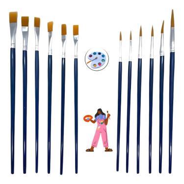 Imagem de Kit 12 Pincéis Pintura - Tinta Óleo Acrílica E Sintética