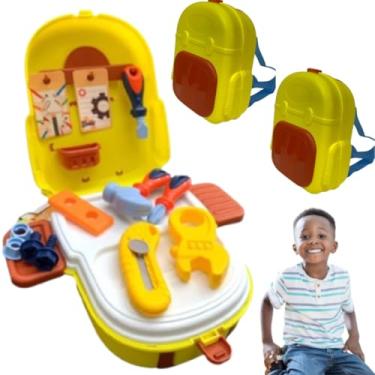 Imagem de KIT 2 MALETAS DE FERRRAMENTAS VIRA MOCHILA NA MALINHA Infantil MALA MESA OFICINA COMPLETA NA MALETINHA 20CM CRIANÇAS O MELHOR PRESENTE FORA DAS TELAS ESTIMULA IMAGINAÇÃO BRINQUEDO 21PÇS