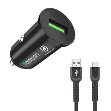 Imagem de Gshield Kit Carregador Veicular Turbo One USB Fast Charge 18W Qualcomm 3.0 + Cabo Dual Shock USB TIPO C, Carregamento Rápido, Reforçado 1,2 metros