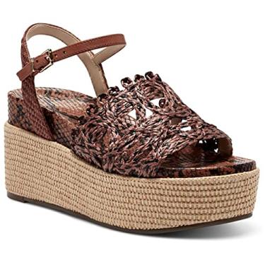 Imagem de Jessica Simpson Sandália feminina Camilia Wedge, Caramelo/Preto, 41