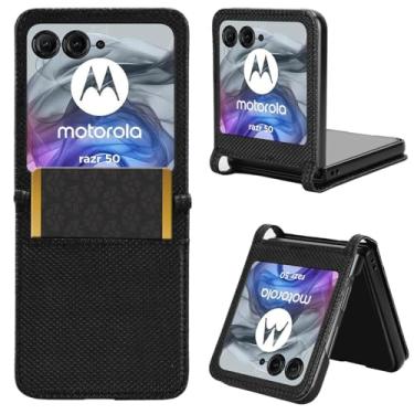 Imagem de Elubugod Capa de couro compatível com Motorola Razr 2024, capa flip de couro PU compatível com Motorola Razr 50 5G capa preta