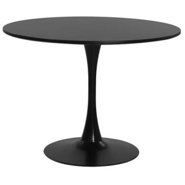 Imagem de Mesa Saarinen Tulipa Redonda 120cm Tampo Madeira Preto Sala Cozinha Jantar