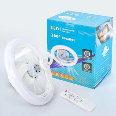Imagem de Ventilador De Teto 360° Led Rotação Automatica Ajustavel Com Controle Remoto Para Sala Quarto Escritorio Cozinha e Garagem Luminaria Lampada 60W