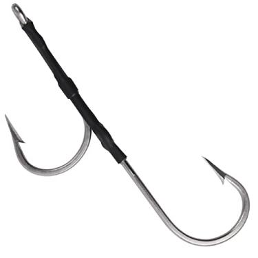 Imagem de Ganchos de água salgada, anzóis duplos, para pesca de pesca de pesca de atum do sul, forjados, de aço inoxidável, para pesca de atum, marlin, wahoo, dorado