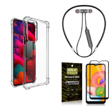 Imagem de Capinha  Moto Edge 20 + Fone Bluetooth Neckband + Película 3D - Armysh