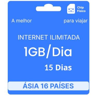 Imagem de Chip Internacional Ásia 16 Países - Plano Dados Ilimitado 1GB/Dia - 15 Dias