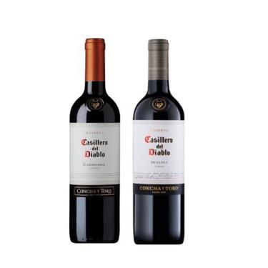 Imagem de Kit Vinho Casillero Del Diablo Carmenere + Malbec 750ml cada - Concha 