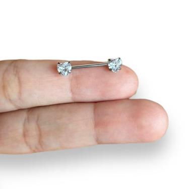 Imagem de Piercing Mamilo Titânio Coração Com Pedra Zircônia - RaraSteel Piercin