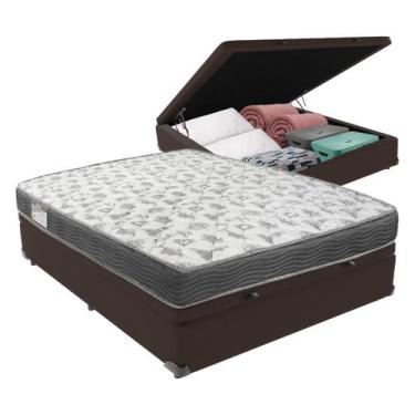 Imagem de Cama Box Baú Viúvo Marrom e Colchão ISO 100 D33 Ortobom