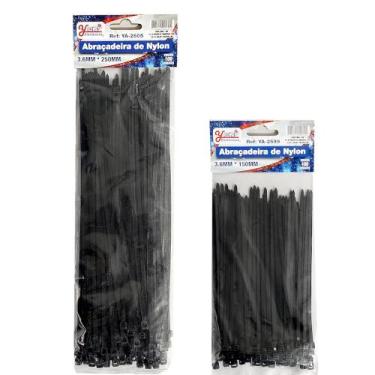 Imagem de 200 Abraçadeiras Fita Lacre Nylon 150mm e 250mm Cinta Plástica Hellerm
