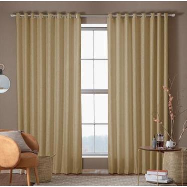 Imagem de Cortina Em Tecido Jacquard Sala E Quarto 3,20M X 2,50M Cáqui - Thais  
