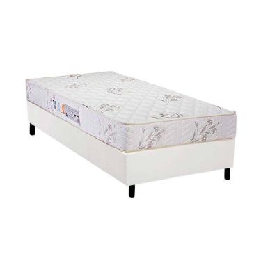 Imagem de  Cama Box Solteiro: Colchão Espuma Luckspuma D33 Supreme + Base CRC Courano White(88x188)
