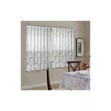 Imagem de Cortina para Cozinha Donna Inter 220x120 cm Renda Provence Branco