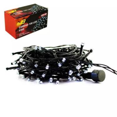 Imagem de Cordão 100 LEDs Branco 220V Fixo Fio Verde 10m Natal V8 - Taizhou Huan