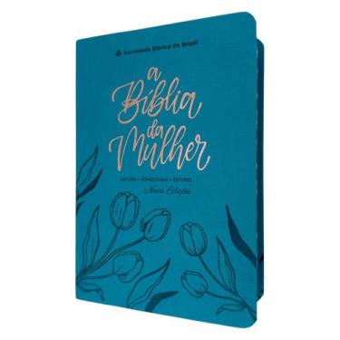 Imagem de Biblia da Mulher de estudos Verde turqueza compacta NAA capa luxo SBB 