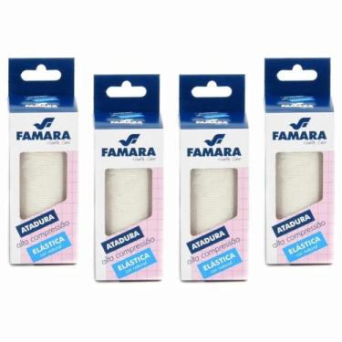 Imagem de Kit 4 Atadura Elástica 10cm x 1,30m Alta compressão Famara Natural Ort