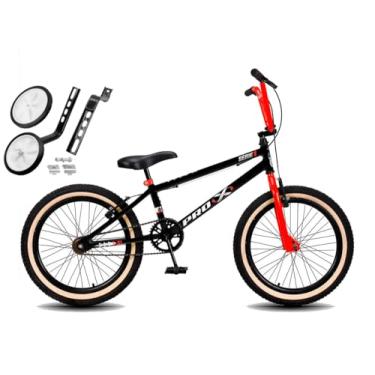 Imagem de Bicicleta Aro 20 BMX PRO X S1 Faixa Bege V-Brake e Rodinhas,Preto Laranja