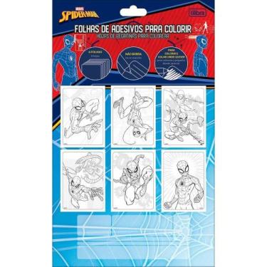 Imagem de Folha De Adesivo Para Colorir Spider 6 Folhas Tilibra