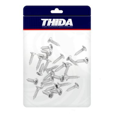 Imagem de Kit 24 Parafusos Phillips Cromado Para Escudo Guitarra Baixo - Thida