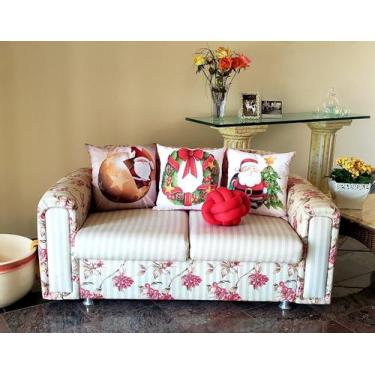 Imagem de Capas De Almofada Para Sala Quarto Kit 3 Peças Estampa  Papai Noel  Na