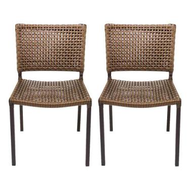 Imagem de Kit 2 Cadeiras em Alumínio Trama Área Confortável Capuccino - UMA BOX