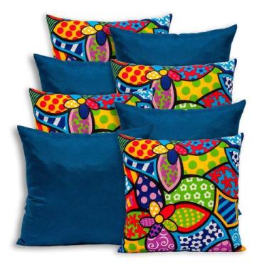 Imagem de Kit 8 Capas de Almofada 40x40 Lisa e Estampada com Zíper Gorgurinho - 