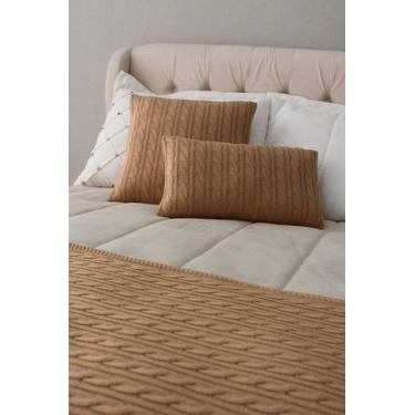 Imagem de Capa para Almofada Tricô Tranças HomeBliss, Marrom, 50x30cms