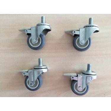 Imagem de (4pçs) Rodizio Girat. Espiga Roscada C/ Freio 1pol. R158 Bp Pvc Anti R