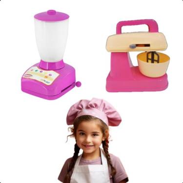 Imagem de Kit Cozinha Infantil Brinquedo Completo C/ Liquidificador e Batedeira 