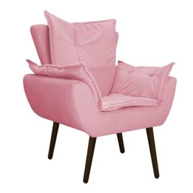 Imagem de Kit Namoradeira e 02 Poltronas Fenzzi Palito Tabaco Suede Rosa Bebê - 