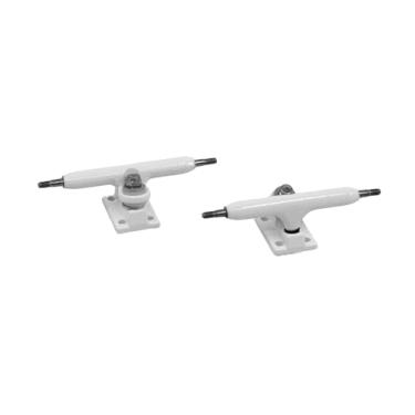 Imagem de Teak Tuning Caminhões Prodigy Fingerboard com porcas de trava atualizadas, cor branca - 32 mm de largura - formato profissional, aparência e componentes - inclui buchas de bolha Pro Duro 61A em teca azul-petróleo