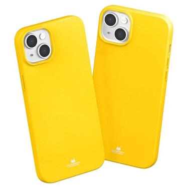 Imagem de GOOSPERY Capa de geleia de pérola projetada para iPhone 15 Plus, cor viva com efeitos de joia de brilho leve Glitter Sparkles Shine Look Slim Thin TPU Rubber Cover - Amarelo