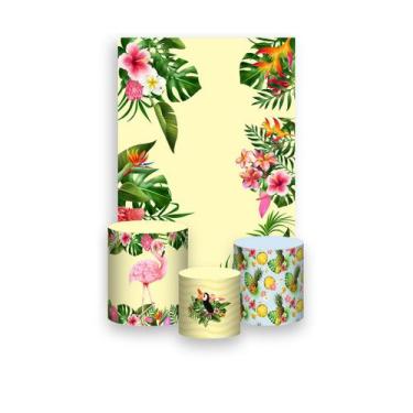 Imagem de Painel De Festa Vertical 1,50 x 2,20 + Trio De Capas Cilindro - Tropic