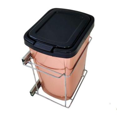 Imagem de Lixeira simples Deslizante 9 Litros Lateral Cobre - Metais ADR