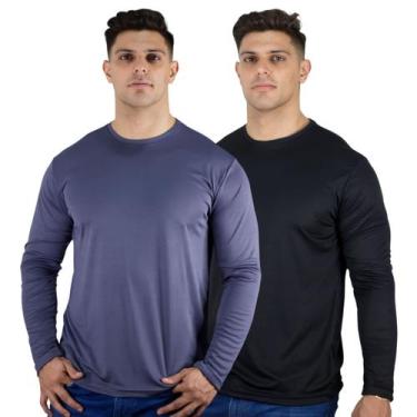 Imagem de Kit 2 Camisetas Manga Longa Masculina Proteção UV Dry Fit 50 - TRV, 1 