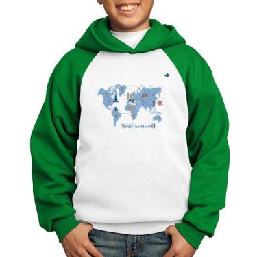 Imagem de Moletom Infantil World sweet world - Foca na Moda, Branco, Verde, 14