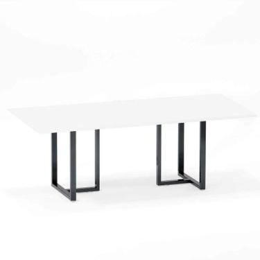 Imagem de Mesa de Reunião Retangular Tubular P25 Pandin 2,6 M Branco e Grafito