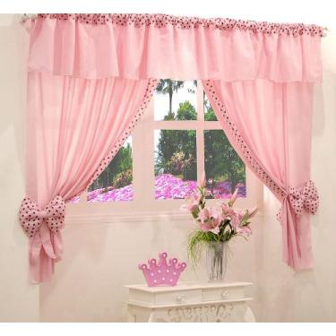 Imagem de Cortina Microfibra Ursinha 2 x 1,7m Quarto Infantil Menina - Deccorall