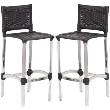 Imagem de 2 Banquetas Madri em Alumínio para Edícula, Cozinha, Balcão, Área Tram