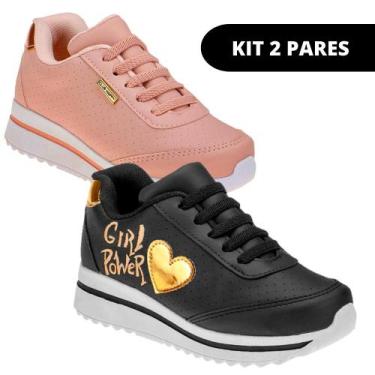 Imagem de Kit 2 Pares Sapatênis De Criança Infantil Feminino Menina Escolar - Cl