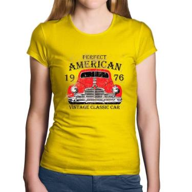 Imagem de Baby Look Algodão Vintage Classic Car - Foca na Moda, Amarelo, G