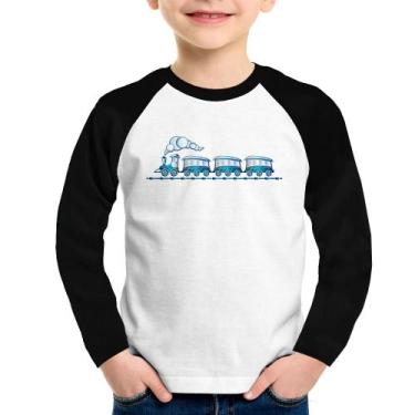 Imagem de Camiseta Raglan Infantil Trenzinho Brinquedo Manga Longa - Foca na Mod